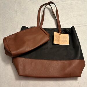 PETA-approved Vegan Black and Brown Tote Bag Set